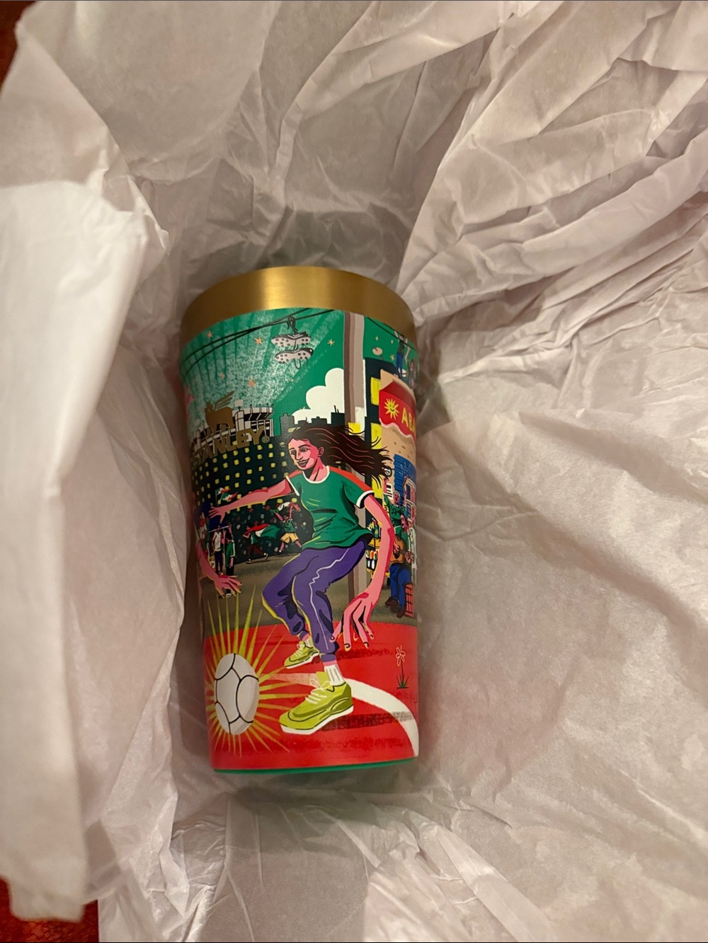 Stanley Green and Gold Illustrated Soccer Traveler Tumbler